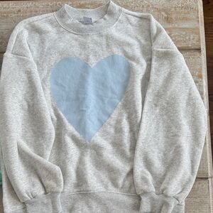 Old Navy Heather Gray Sweatshirt with Blue Heart Accent